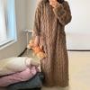Women's Flannel Nightgown Fuzzy Fleece Sleepdress Loose Crew Neck Long Nightdress with Pockets Cozy Plush Warm Winter Pullover Loungewear