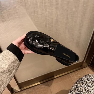 Версия из овчины кожаные маленькие золотые монеты одинарная обувь толстый каблук мягкая подошва толстая подошва лоферы кожаная обувь женская осень