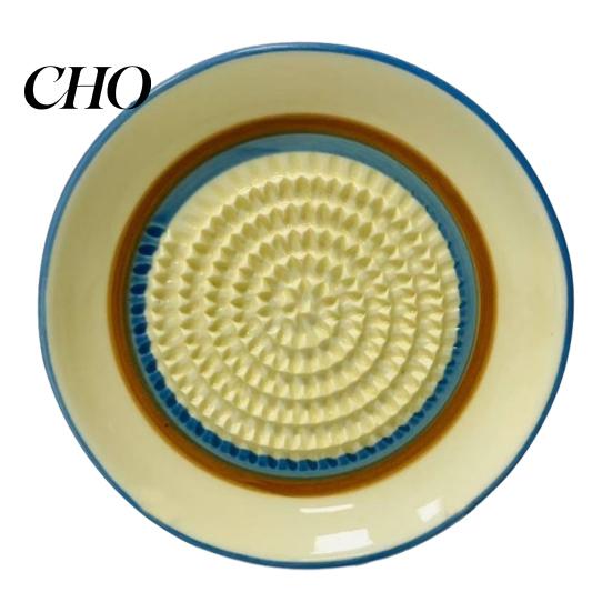 Garlic Mincer Bowl Ceramic Ginger Grater Plate, Manual Dish, Multifunctional Masher Grinding Disc for Food, Kitchen Puree And