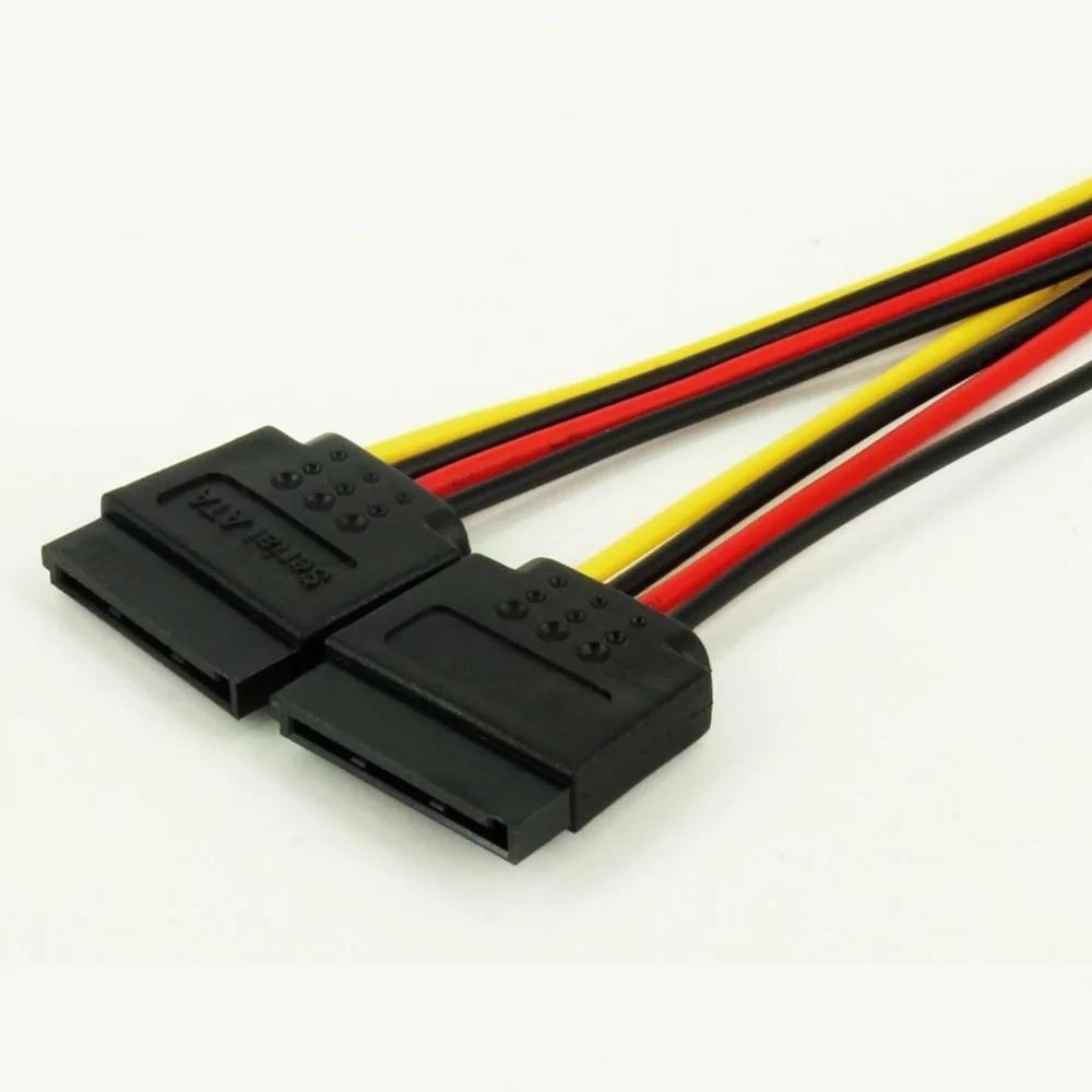 Кабель питания жесткого диска SATA 15pin папа на 2 x SATA 15pin мама, Y-разветвитель Serial ATA, двойной удлинитель, адаптер, соединитель