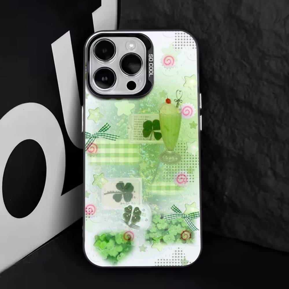 Lucky Clover Phone Case For iPhone 17,16,15,14,13,12,11 Plus,Pro Max,XS,Colorful Silver Phone case Funda Cover