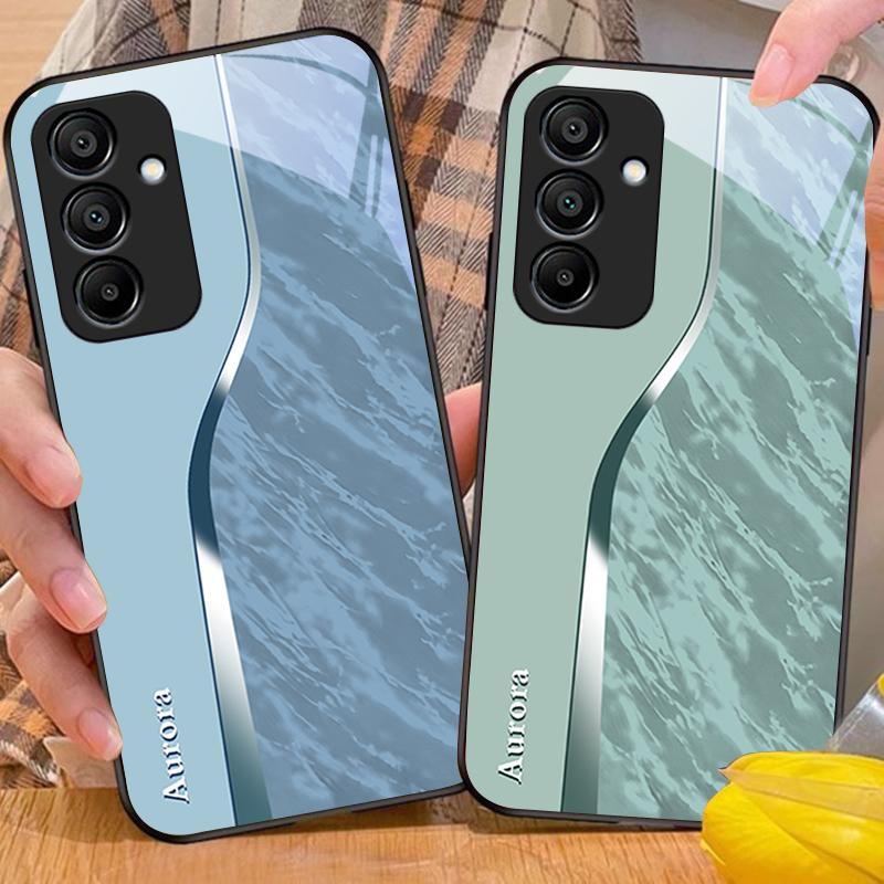 Фиолетовый с узором из воды Для Samsung Galaxy A15 5G 54 4G 51 50 24 35 90 71 12 51 53 52S 80 22 34 Черный Чехол для телефона из закаленного стекла