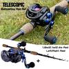 Telescopic Carbon Fiber Baitcasting Rod 9+1 BB Casting Reel Fishing Combos Set Bass Fishing Tackle