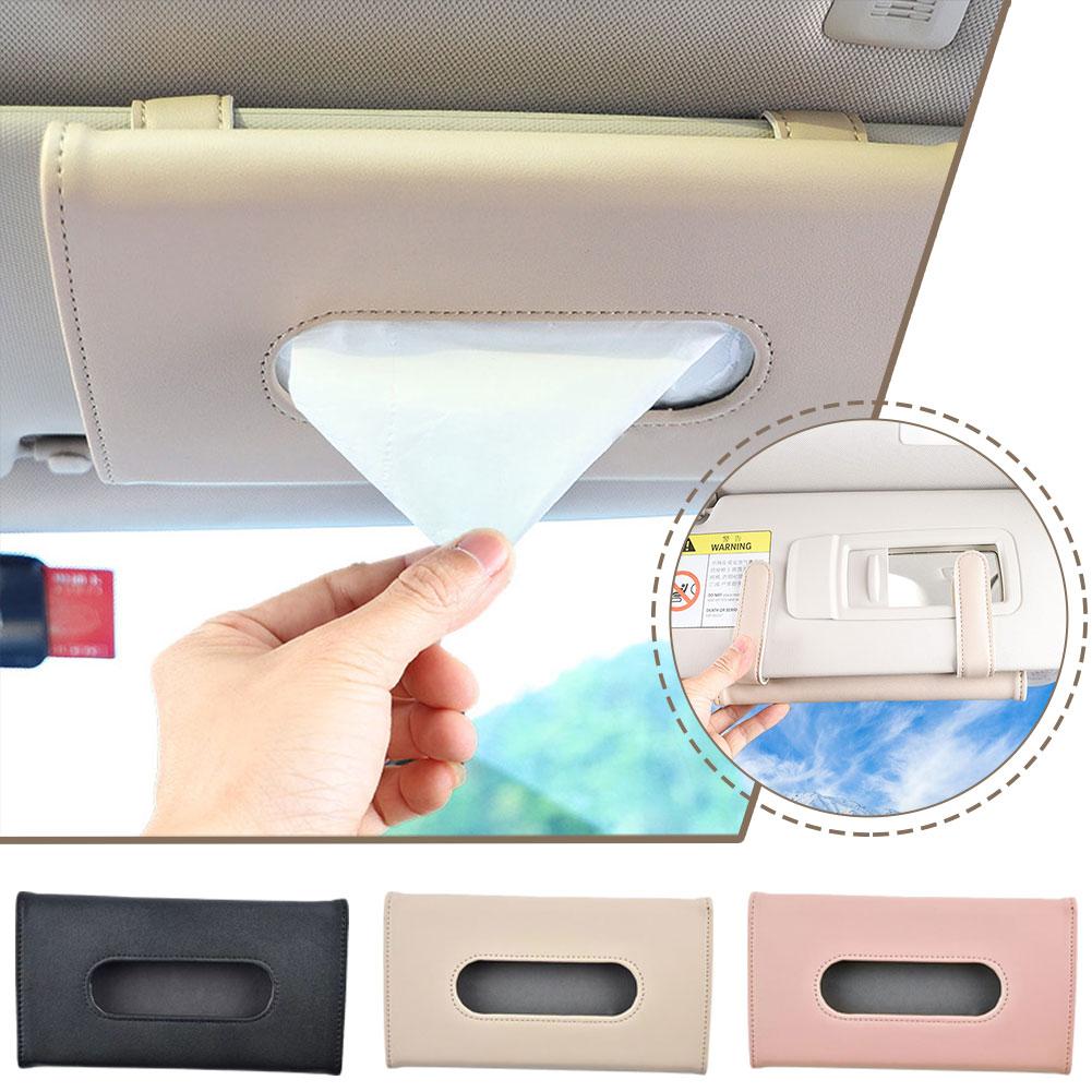 Car Sun Visor PU Leather Tissue Holder Mask Holder Sun Storage Auto Interior Visor Holder Accessories Car Decoration S4V8
