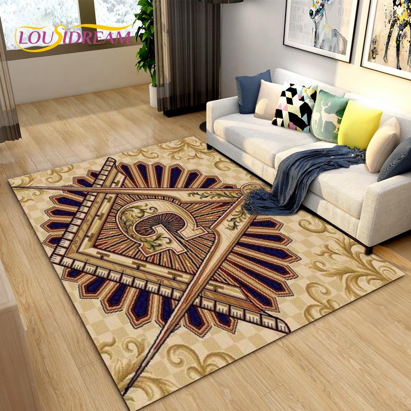 Masonic Carpet Freemason Illuminati Ring Area Rug Large,Carpet All Seeing Eye Rugs Carpets for Living Room,Fitness Pet Floor Mat
