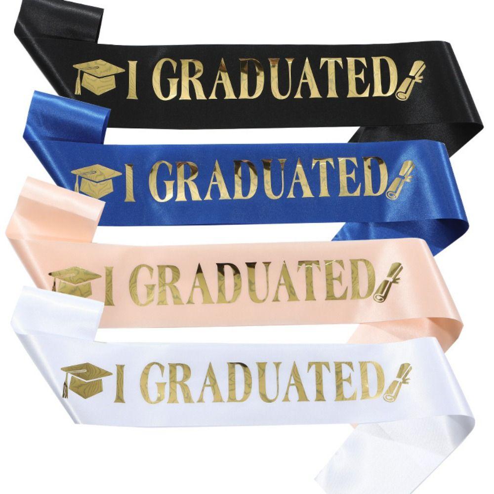 5pcs Satin Graduation Sash Belts Adjustable Bachelor Sash Congratulations Straps Photo Booth