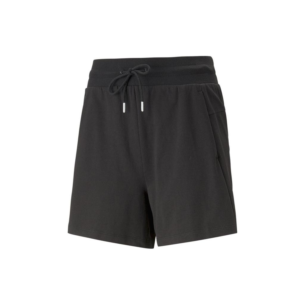 Puma Power Letter Straight High Waist Lace Up Casual Shorts Women Shorts Black 674064-01