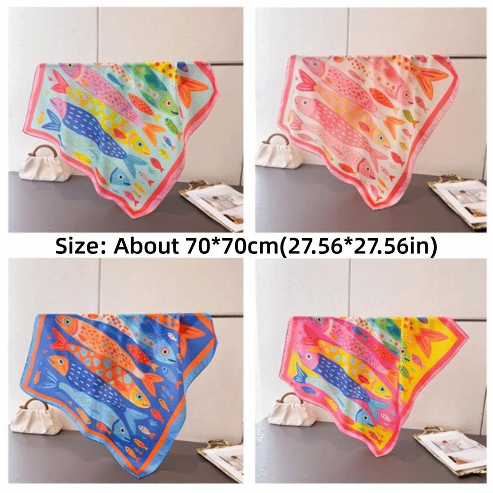 Cartoon Square Scarf High-end Print Neck Scarf Headscarf High Quality Imitation Silk Scarf Shawl