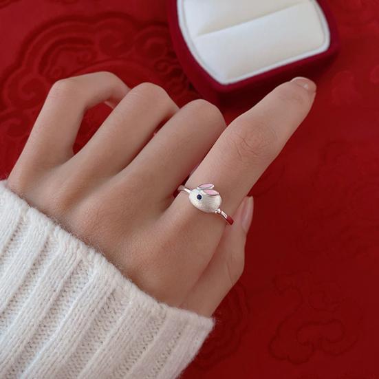 Женское кольцо, красивое полированное тонкое женское кольцо, милый кролик, животное, женское кольцо на палец, женское кольцо, модные украшения