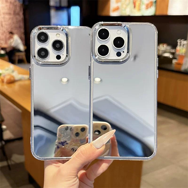 Простой противоударный посеребренный чехол для телефона с зеркалом для макияжа Подходит для itel A05s A50 A60 A60s A70 A80 P40 P55 4G T S23 S23+ S25 Ultra