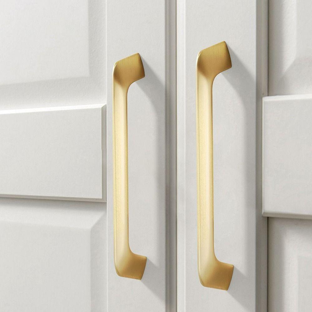 Brass Gold Finish Cabinet Door Handles Minimalist Design Kitchen Handles For Kitchen Cabinets