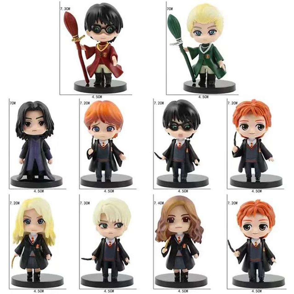 Harry Figure Set 10PCS 7cm Potter Q Version PVC Collectible Model Magic Character Desktop Decoration Durable Gift for Fans