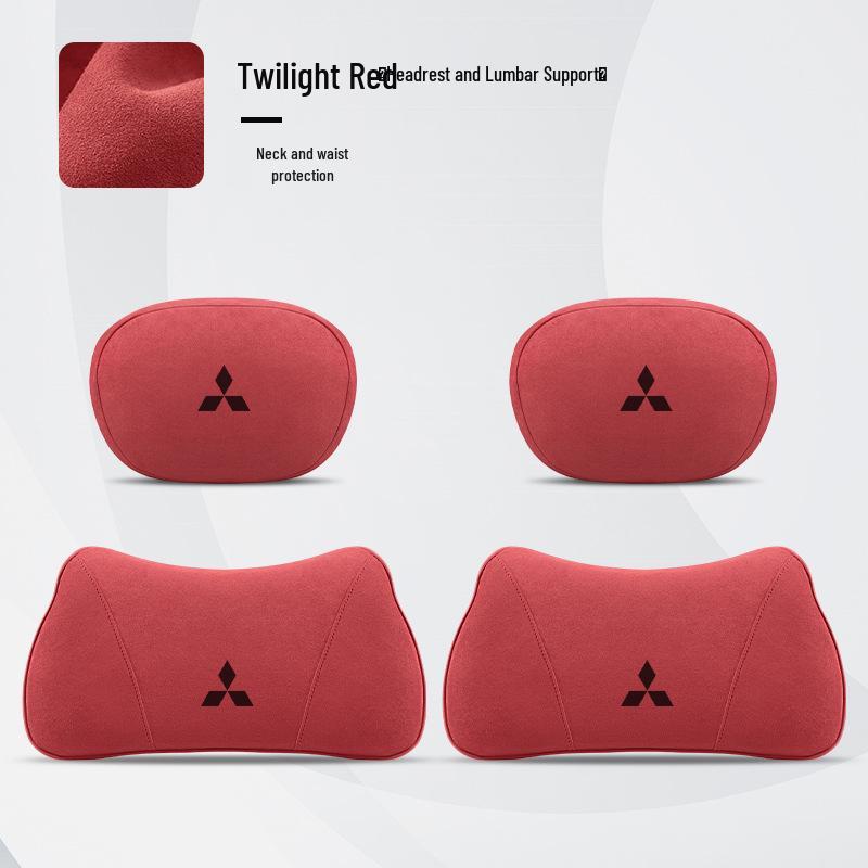 Mitsubishi Car Backrest & Neck Pillow: Compatible with Outlander, Pajero, ASX, Eclipse Cross.
