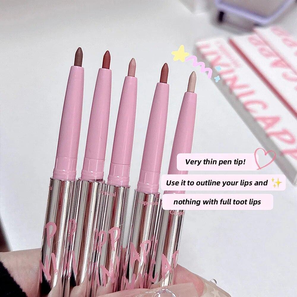 Lip Liner Pen Matte Lipstick Pen Waterproof Longlasting Lipstick Lip Contouring Non-stick Cup Lipliner Pencil Lip Makeup