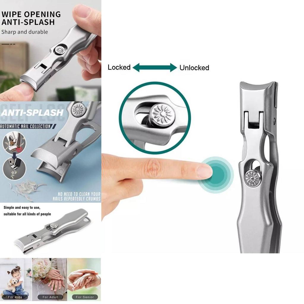 Премиальный набор кусачек для ногтей из нержавеющей стали с защитой от брызг для толстых ногтей в стильном металлическом футляре