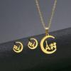 Hip Hop Geometric Necklace And Earrings Set For Women High Gloss Jewelry Set