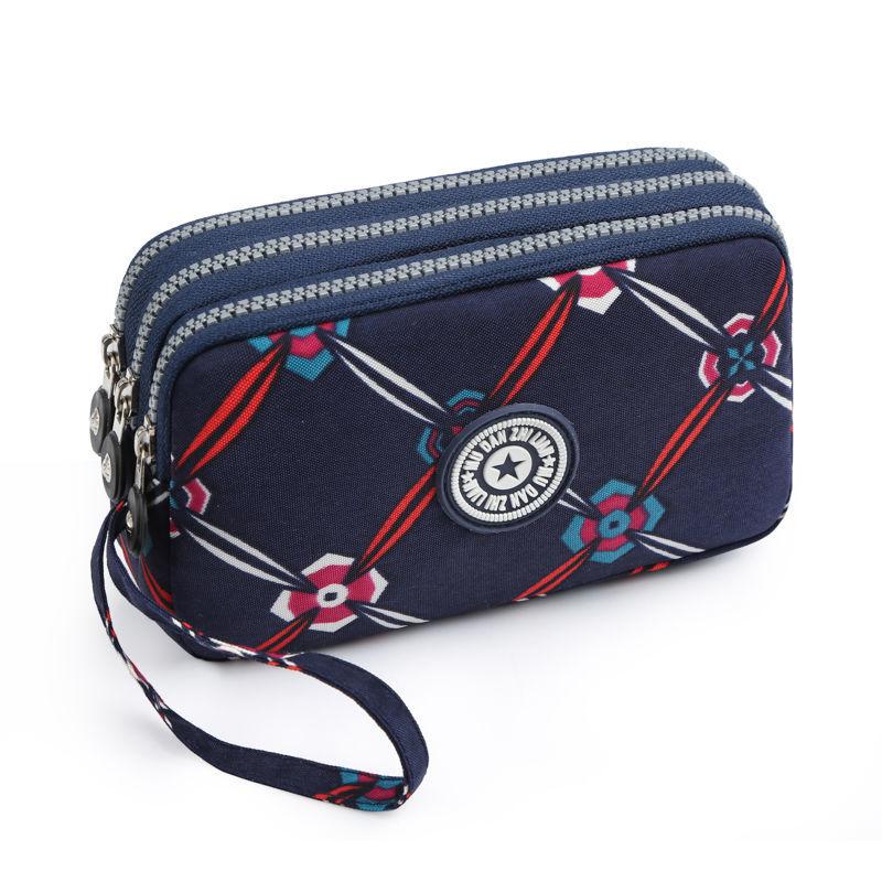 2023 Waterproof Women's Three-layer Zipper Coin Wallet Cosmetic Bag Canvas Women Purse Clutch Women's Purse Best Phone Wallet
