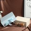 Подарочная коробка однотонная, крышка-книжка, украшение лентой, картонная складная коробка, цельная конструкция, складная упаковочная коробка, праздничная вечеринка