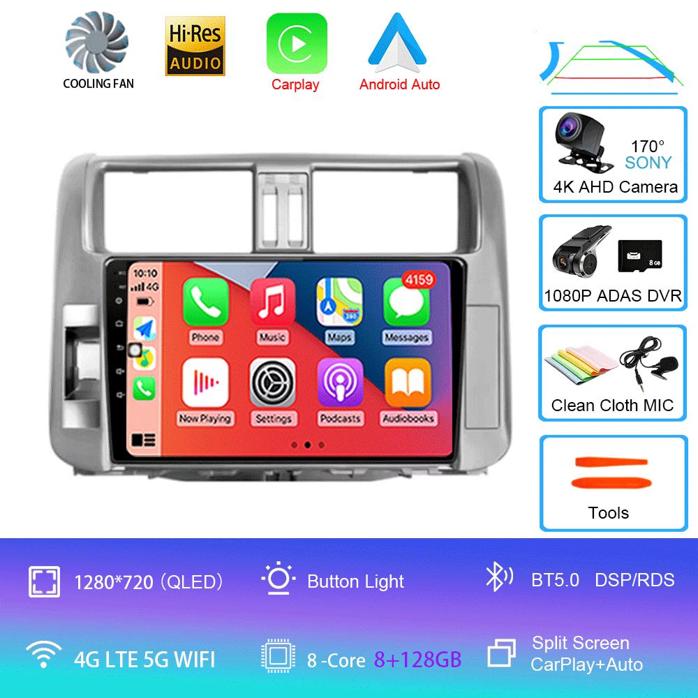 Car Radio Android 14 Carplay Auto For Toyota Land Cruiser Prado 150 2009 - 2013 Navigation GPS Multimedia Player Video Stereo BT