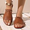 Fashion 2025 New Women's Shoes Round Head Cross Flat Summer Sandals Simple Casual Comfortable Women Wear Slippers Beach Slippers