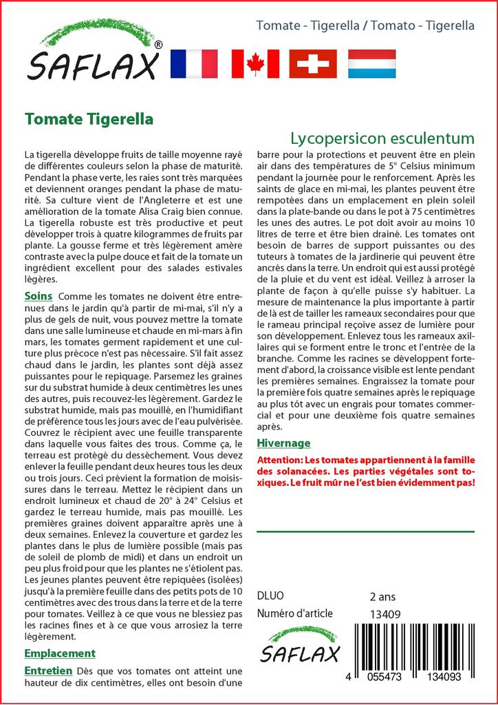 SAFLAX Помидор - Тигерелла - 10 семян - Lycopersicon esculentum