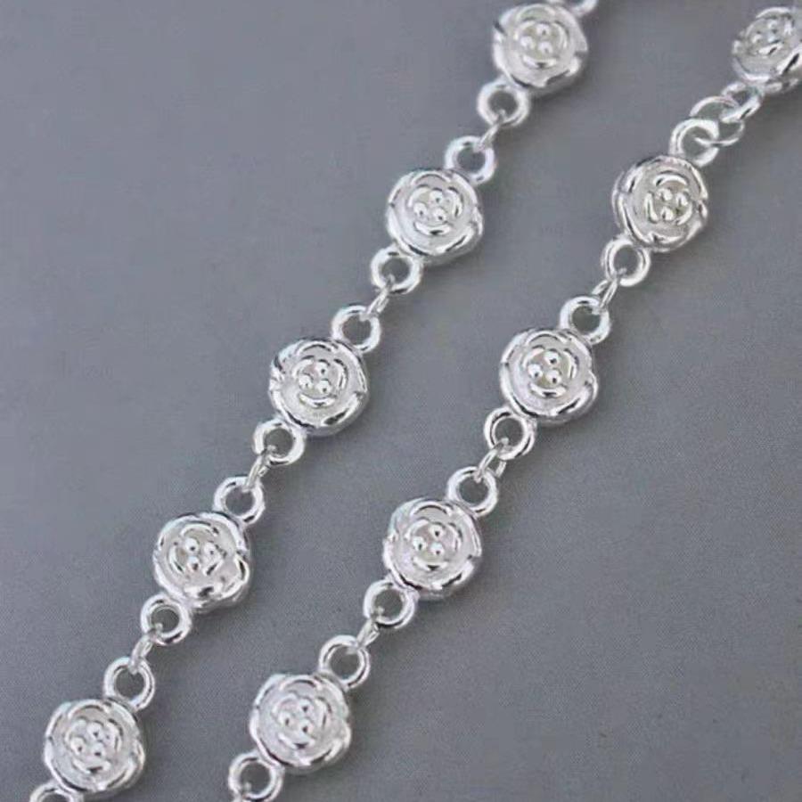 S925 Серебряный браслет с цветком розы из стерлингового серебра, пожалуйста, новый простой серебряный милый подарок премиум-класса на день рождения для родителей и детей ко Дню святого Валентина