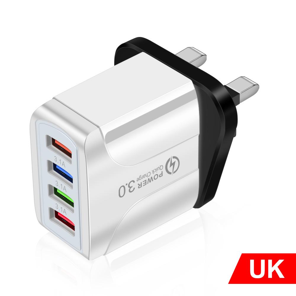 Цветное 4-портовое USB-зарядное устройство для путешествий 5 В / 2,4 А Быстрая зарядка - Австралийский стандарт