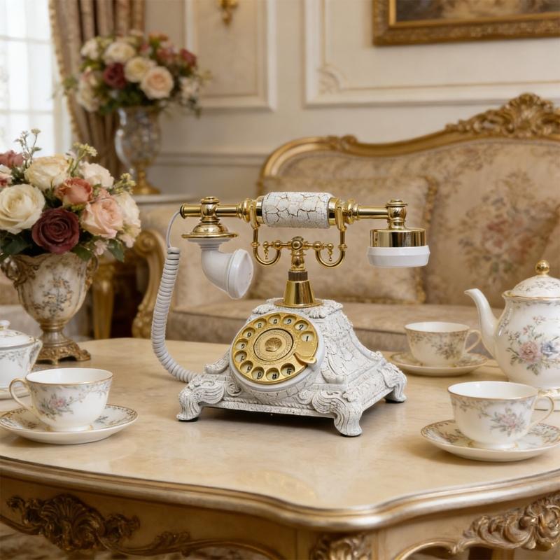 Классическая ретро модель телефона-реплики из смол с дисковым набором для декора стола, полки, фотосъемки