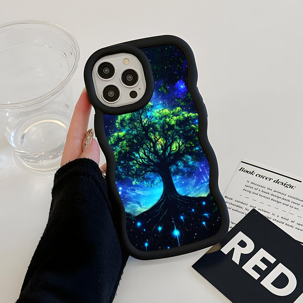 Чехол для мобильного телефона 'Древо Жизни Мира' для iPhone 17 16 15 14 13 12 11 Air Pro Max Plus Волнистый Край ТПУ Цветной Чехол Роскошный Чехол