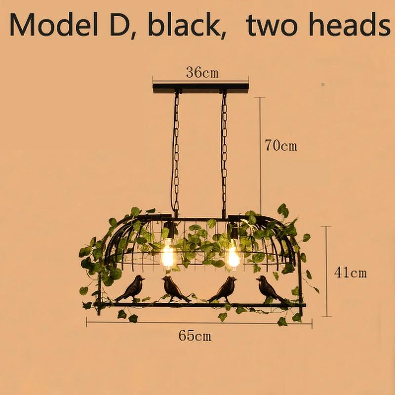 Loft Bird Lamp Vintage Подвесной светильник Iron Industrial Living Room Restaurant Decoration Подвесной светильник Современная люстра