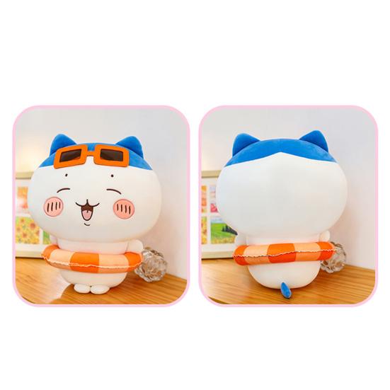 Summer Cat Plush Toy with Sunglasses And Float, Large Soft Pillow Stuffed Animal, Cuddly Beach Doll for Sofa, Gift for Girls