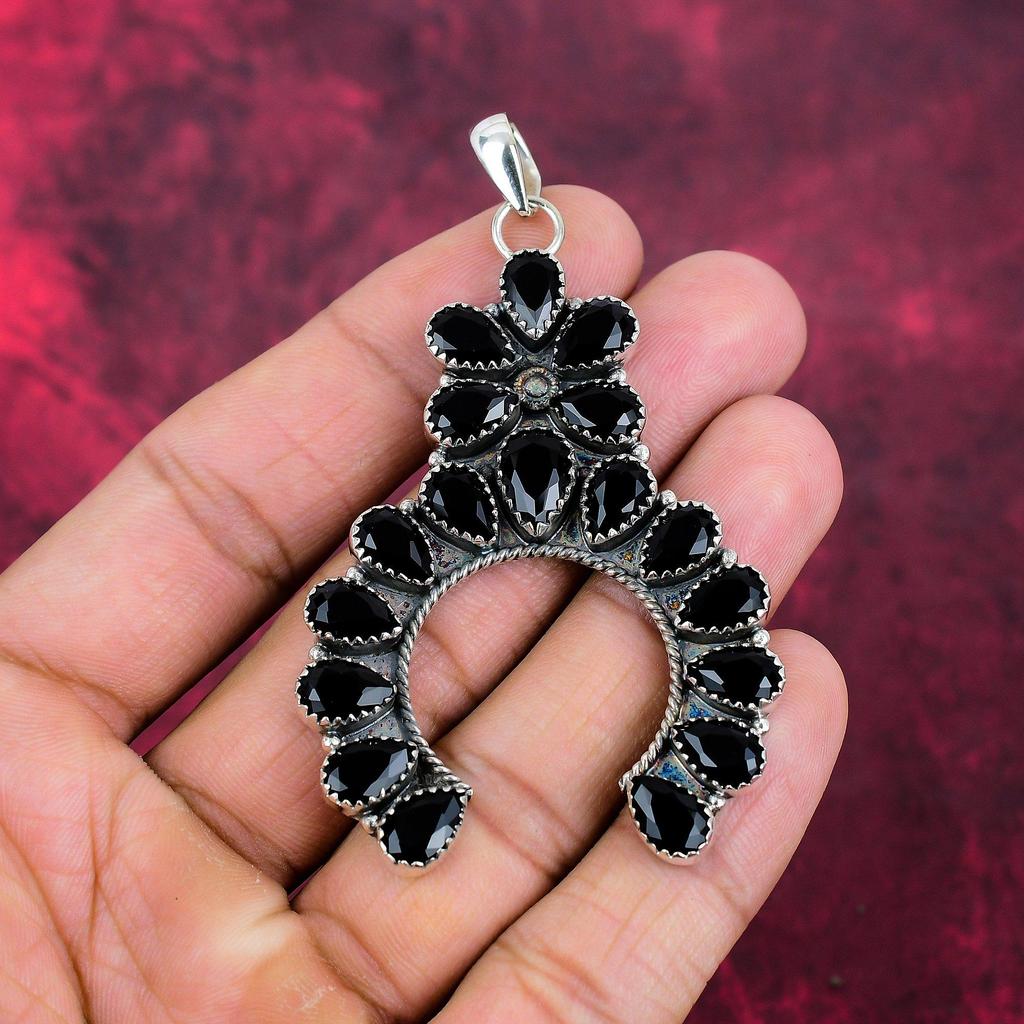 Подвеска из черной шпинели, ювелирные изделия из цельного серебра 925 пробы с драгоценными камнями, подвеска ручной работы, на День благодарения