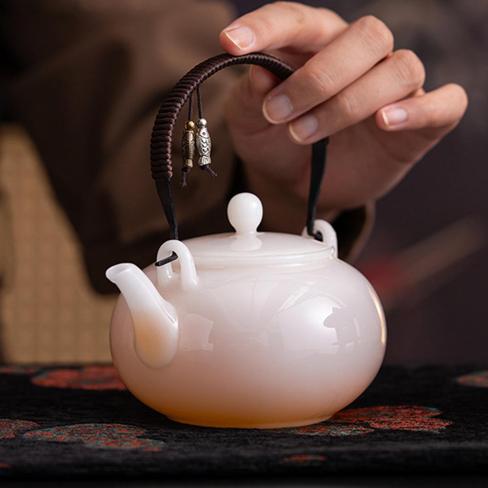 Ice kind jade porcelain teapot single pot tea filter anti-scalding household Chinese white porcelain kung fu tea set ceramic beam pot