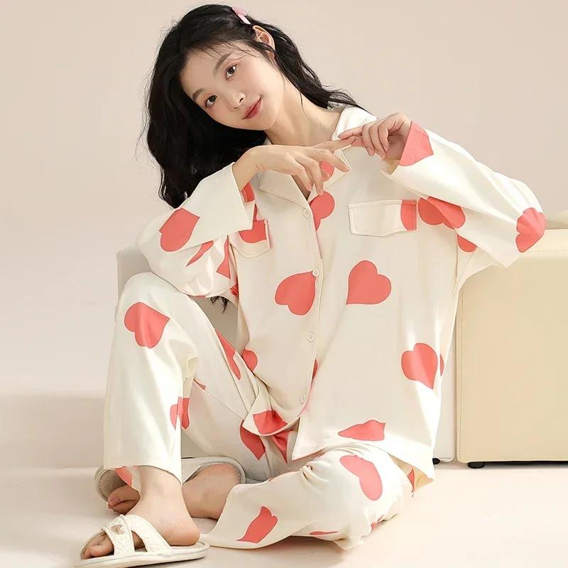 Осенне-зимняя хлопковая пижама для женщин, с длинными рукавами, женская одежда для сна, кардиган, пижамы с V-образным вырезом, японская женская домашняя одежда