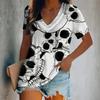 New Summer Women Fashion T-shirt Skull Printing V-Neck Tops Tees Female Vintage Short Sleeve Clothing Ladies Daily Casual Outfit