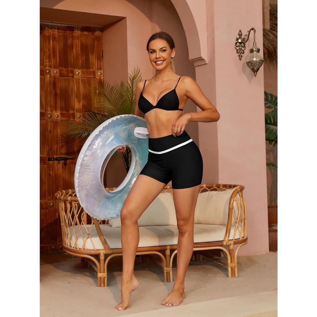 CHARMLEAKS Женские шорты для плавания. Шорты для плавания с высокой талией и карманами. Низ танкини.