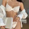 Сексуальный комплект нижнего белья для женщин, французский ультратонкий дышащий кружевной бюстгальтер с вышивкой, роскошный комплект нижнего белья со стразами, бюстгальтер и стринги