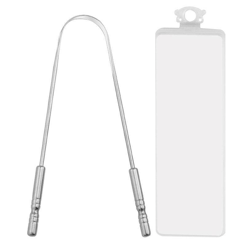 1 шт. Скребок для языка из нержавеющей стали U-образной формы Металлический для свежего дыхания Очищающий с покрытием Щетка для языка Инструменты для ухода за полостью рта