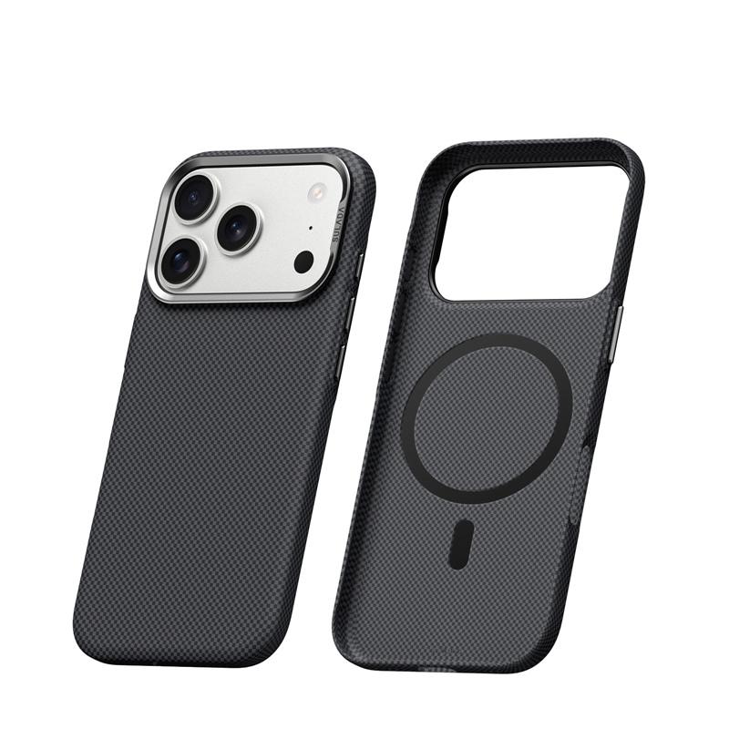 Plaid Texture Metal Lens For Magsafe Case For iPhone 17Pro 16Pro 17 17Pro Max Ultrathin Matte Shockproof Hard PC Cover