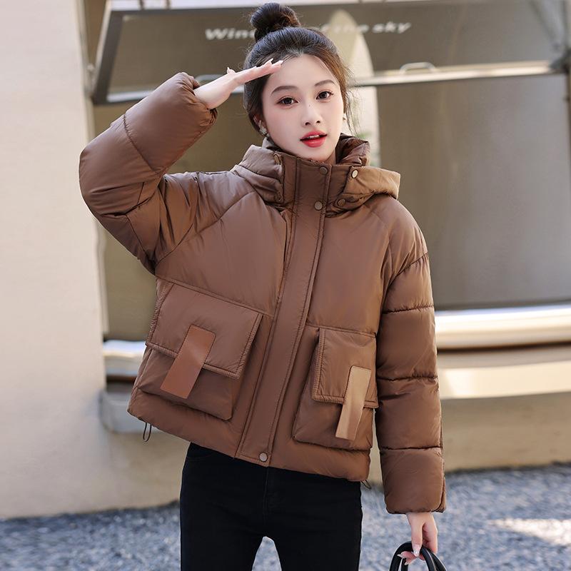2025 New Down Cotton Jacket Women's Fashion Hooded Short Cotton Jacket Loose Winter Korean Cotton Jacket Thickened Bread Jacket