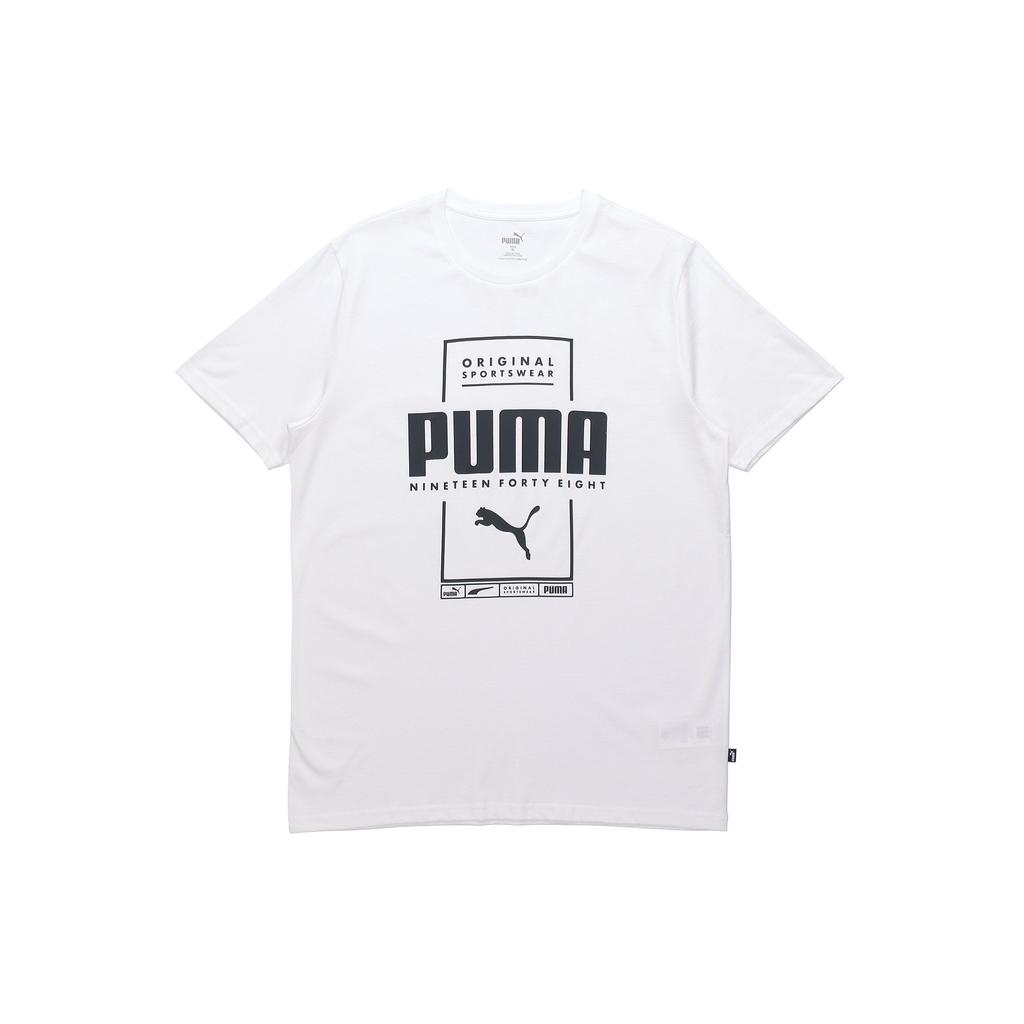 Puma Casual Sports Letter Print Crew Neck T-Shirt Men Tops White 586586-02
