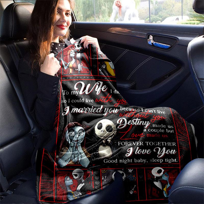 1pc, Cozy Nightmare Before Christmas Home Decor Blanket: Perfect Gift for Your Wife, Ideal Flannel Throw for Bedroom, Living Room, Travel, Camping, Ca