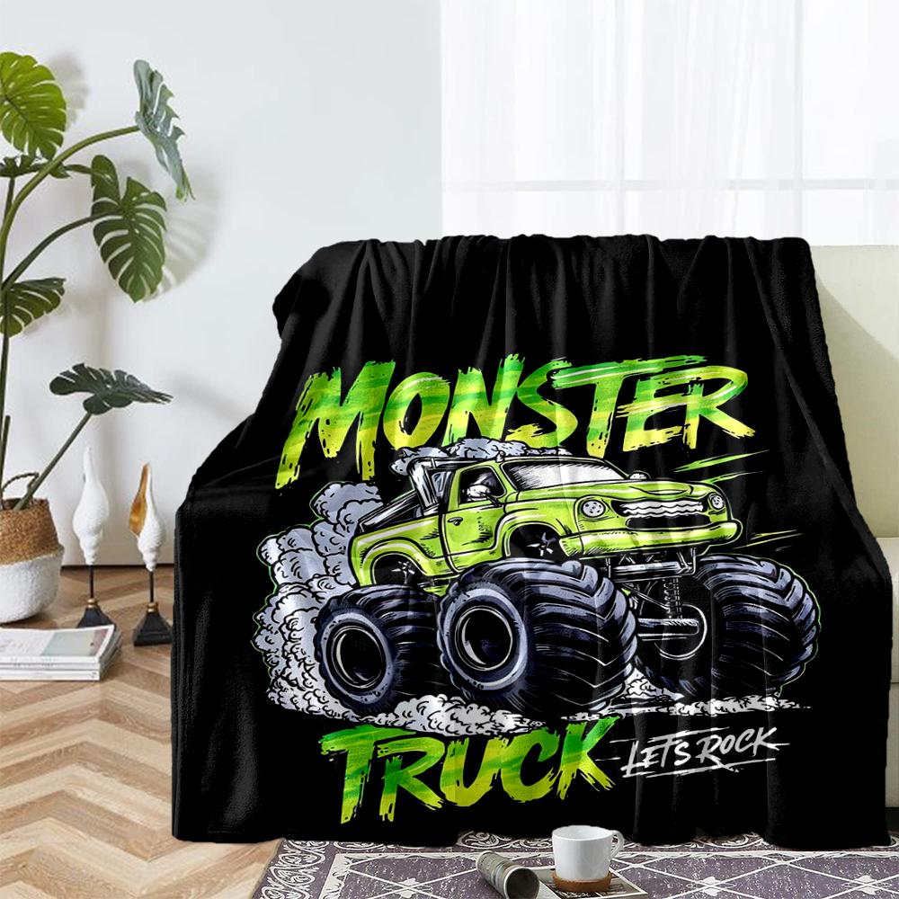 Truck Theme Printed Blanket - Perfect for Couch, Bed, Travel & Outdoor Use | Machine Washable, Cozy & Durable.