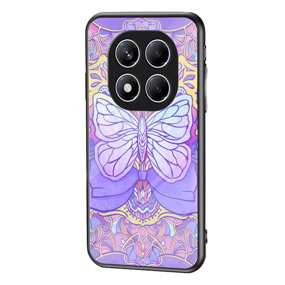 For Xiaomi Redmi Note 14 5G Case Butterfly Pattern TPU+Tempered Glass Protective Phone Cover
