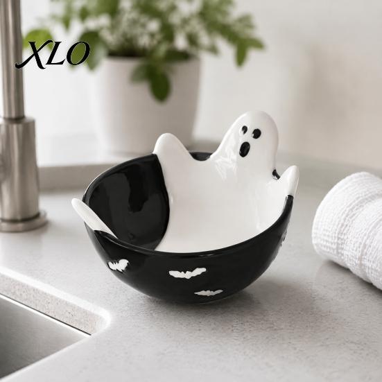 Товары для Хэллоуина, Скелет отдыхает, Посуда для закусок, 3D-рельефная смоляная конфетница для креативного контейнера, закусок, соусов, Готическая партийная посуда
