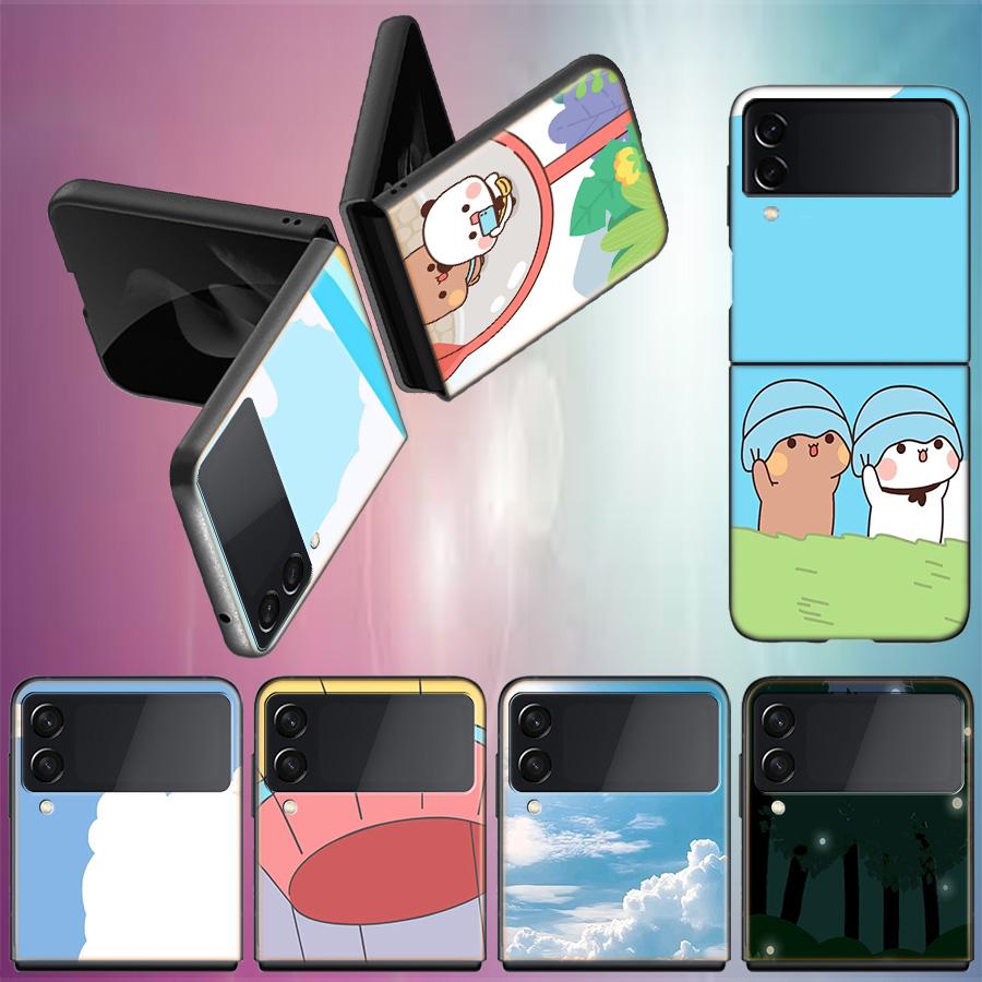 Милый Чехол BuBu DuDu для Samsung Z Flip7 6 Galaxy Чехол Ударопрочный Z Flip5 Z Flip3 4 5G Жесткая Крышка Телефон TPU PC Жесткий Funda
