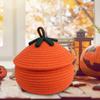 Pumpkin Basket for Halloween Halloween Pumpkin Basket with Dust-Proof Lid Seasonal Home Organization Rope Basket for Kids Candy
