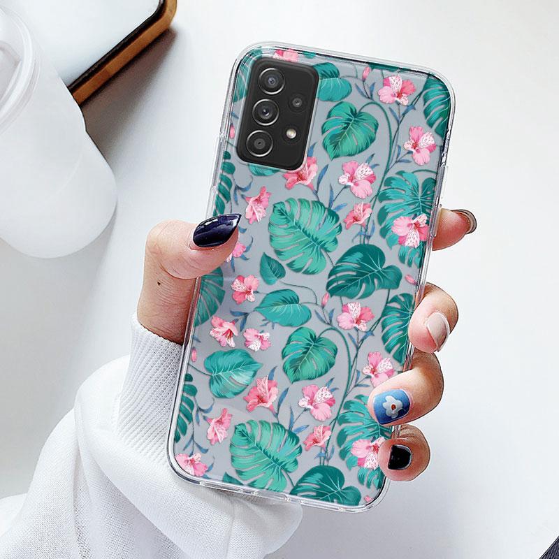 Чехол для телефона Samsung A52s A52 Цветочный силиконовый чехол для Samsung Galaxy A52 Fundas Coque Прозрачный мягкий Capas Цветочный TPU