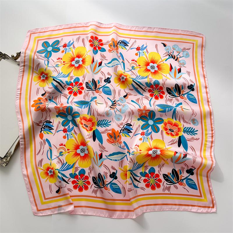 Новый принт 70*70 см шелковый квадратный шарф женский шейный платок женская повязка на голову фуляр сумка лента повязка на голову женский хиджаб бандана шарфы