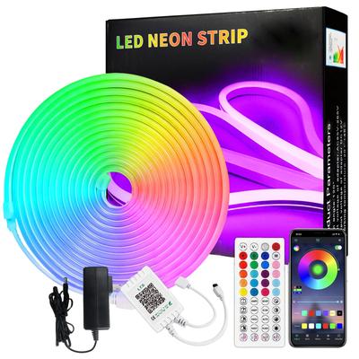 Неоновая подсветка, Управление через приложение, RGB Высокая яркость, 15-метровый флуоресцентный провод EL, Водонепроницаемость IP68, Обрезаемый, Регулируемая яркость, Регулируемый цвет, Совместимость с DIY, для